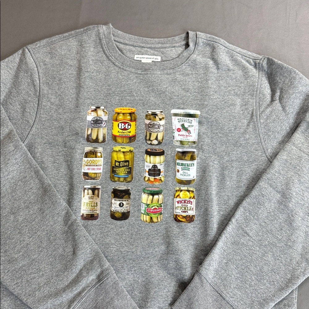 Amazon Essential Gray Pickle Jars Sweatshirt Size L